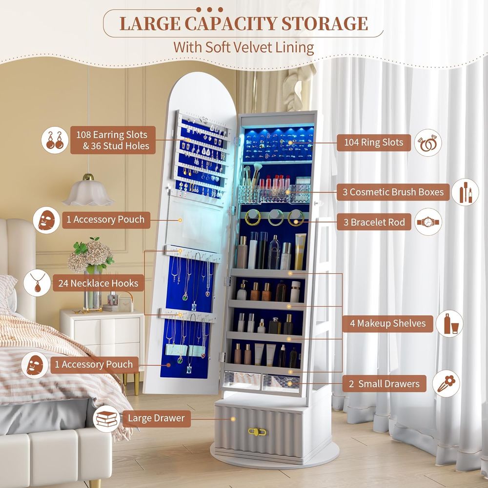 63インチの全長ミラー付き収納キャビネット – ベルベットの - Storage & Organization のレビューと価格