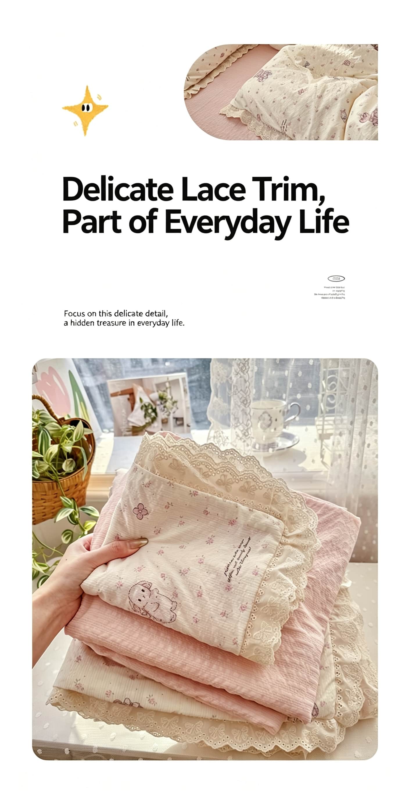 フリルとレースがあしらわれた花柄のベッドリネンセット、紫色の - Aesthetic Floral Duvet Cover のレビューと価格