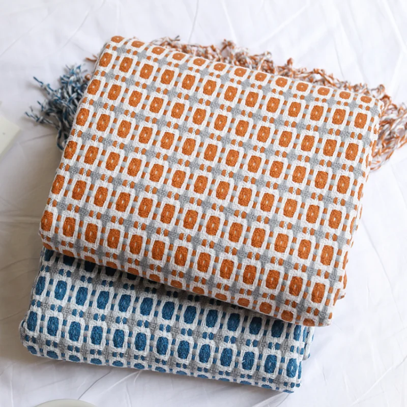 幾何学模様の格子柄ジャカード織りブランケット。ボヘミアン調の - Boho Throw Blanket Fringe のレビューと価格