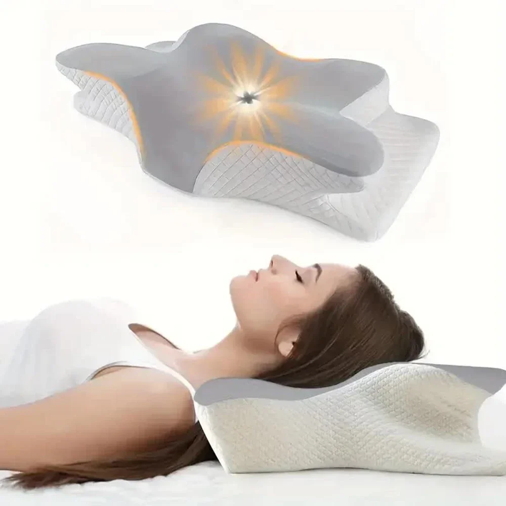 メモリーフォームを使用した蝶型の枕。首を支え、ゆっくりと元の - Memory Foam Orthopedic Pillow Neck Pain のレビューと価格