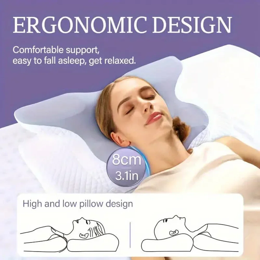 メモリーフォームを使用した蝶型の枕。首を支え、ゆっくりと元の - Memory Foam Orthopedic Pillow Neck Pain のレビューと価格