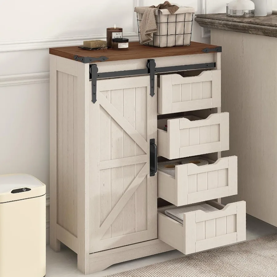 4つの引き出しとスライドドアを備えた、白いMDF製の、素朴な - Kitchen のレビューと価格