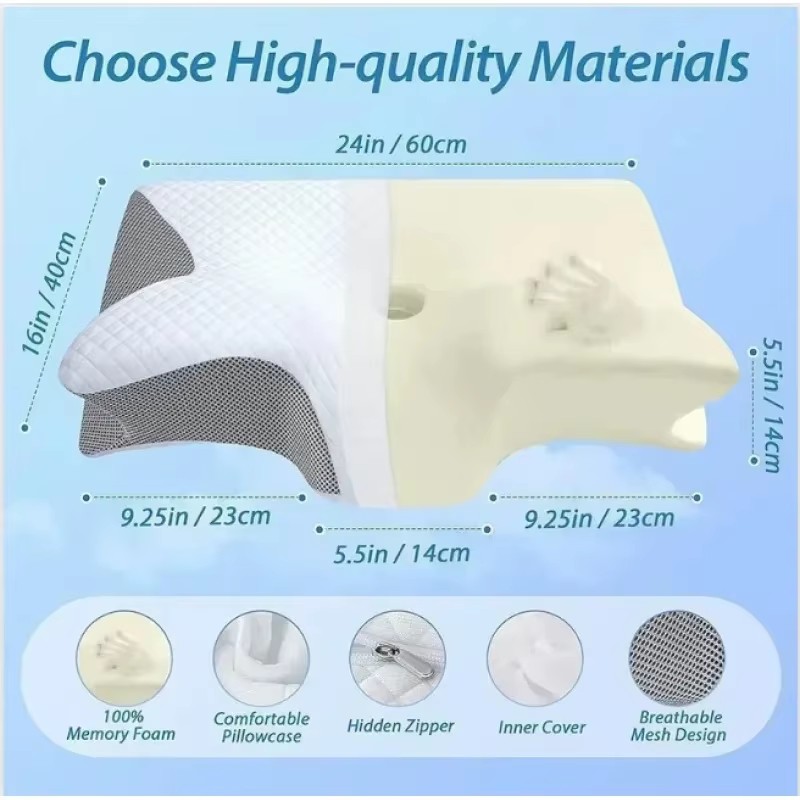 通気性に優れた整形外科用メモリーフォームネックピロー。人間工 - Memory Foam Orthopedic Pillow Neck Pain のレビューと価格