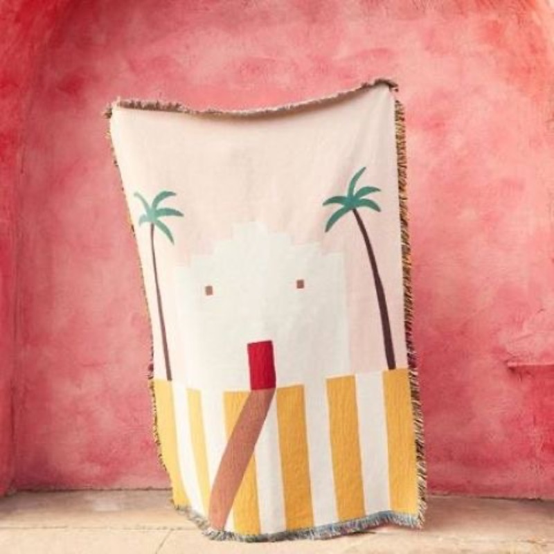 パステルピンクのデザートアドーブスローブランケット、ミッドセ - Boho Throw Blanket Fringe のレビューと価格