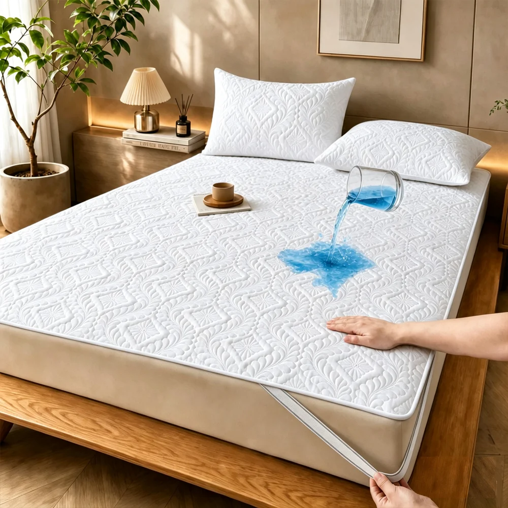 1枚入り、多色展開の四隅付き伸縮性防水マットレスプロテクター - Waterproof Mattress Protector Breathable のレビューと価格