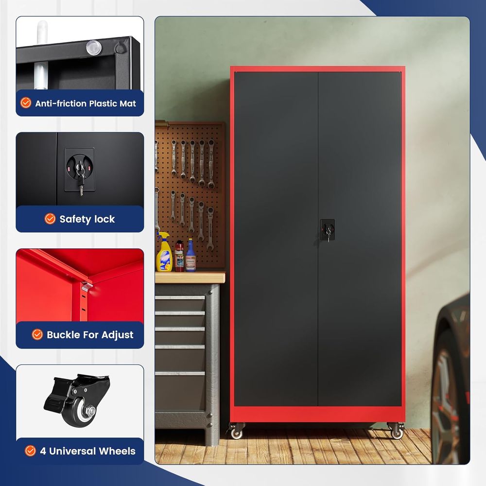 金属製ガレージ収納キャビネット（ロック付きドアと調整可能な棚 - Storage & Organization のレビューと価格