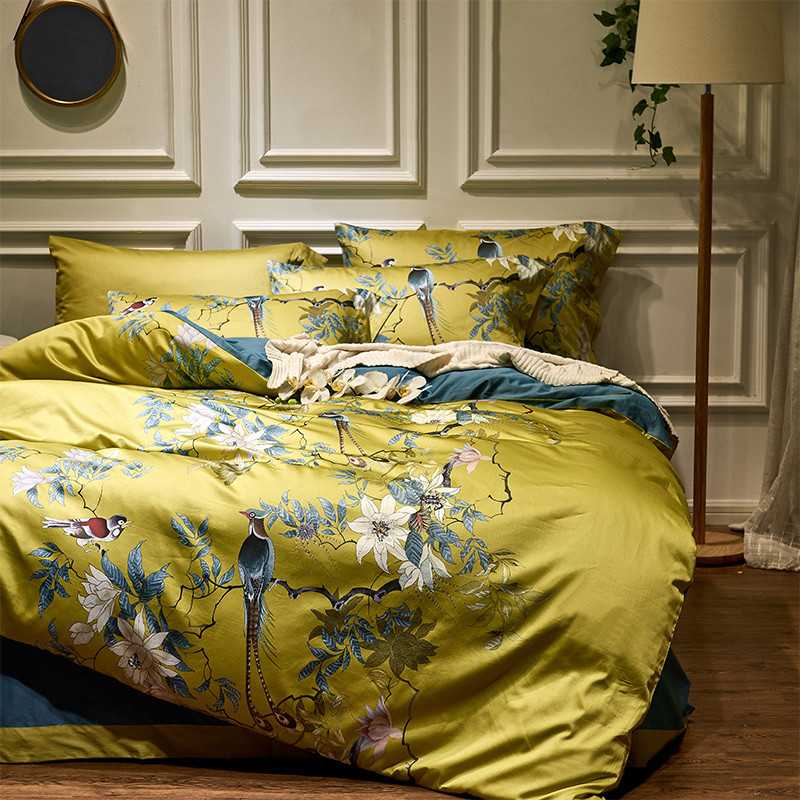 高級600TCエジプトコットン寝具セット,鳥の植物の花,デジ - Aesthetic Floral Duvet Cover のレビューと価格